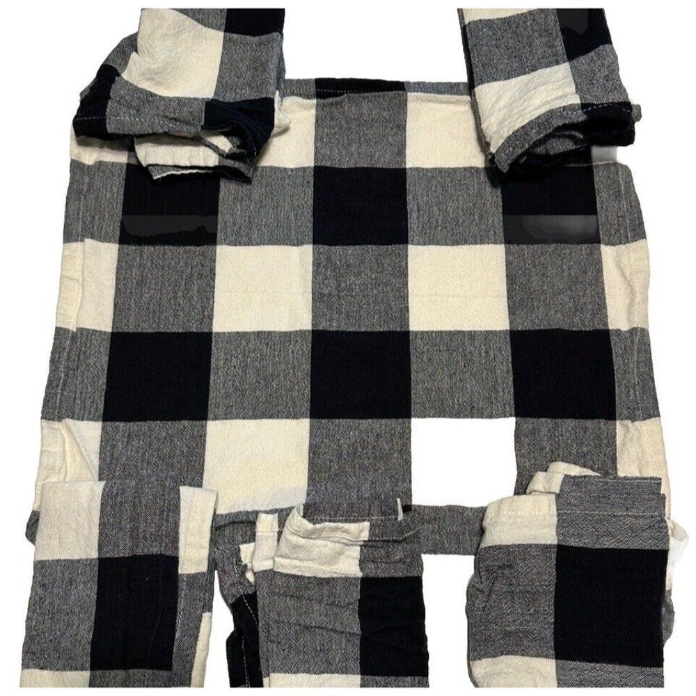 6 - Buffalo  Plaid Black Cloth Dinner Napkins Party Food
